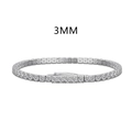 Glinsterende 925 zilveren tennisarmband met 3mm ronde zirkonia steentjes voor dames - 16cm / 3mm Breedte / Zilveren Stijl Nr.16 (DY150360-S-W-WH#16)