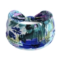Boho Paisley Yoga Stirnband mit buntem Blumendruck und elastischem Rückendesign - Blau Grün Violett Abstraktes Blumenmuster (#78)