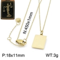 Collana con ciondolo quadrato Bilancia in acciaio al titanio dorato con dimensioni - Bilancia (KN200347-KLHQ)