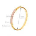 Bracciale rigido in acciaio inossidabile dorato 18k con zirconi cubici rosa brillanti - Z434-Bracciale Rigido con Fibbia di Lusso e Zircone Rosa Colore Oro