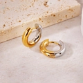 Elegant two-tone gold and silver titanium hoop earrings with high polish finish - 4.0 Two-Tone Inner Diameter 10mm