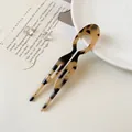 Horquilla para el pelo en forma de U con diseño de carey minimalista y elegante - Leopardo Claro