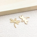 Golden dragonfly pendant charms for jewelry making shown in front and back view - 1pc Dragonfly Charm