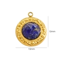 15mm round 14K gold plated stainless steel pendant with dark blue faceted stone - Lapis Lazuli