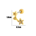 Gold finish cartilage stud featuring three sparkling stars and sizing dimensions - 8# Gold