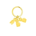 Golden keychain featuring three cute hollowed-out cat charms in polished metal finish - 1 Dog 2 Cats / Gold