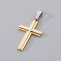 Two-tone stainless steel cross necklace pendant in gold and silver finish - Style A (Without Chain) / Gold & Silver