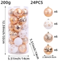 24pcs set of gold and white plastic Christmas balls for tree decoration in a tall cylinder - M3-42 Gold Edition