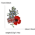 Britse vlag klaproos speld met kristallen, afmetingen zijn 7,5cm bij 4,8cm - Veelkleurig 4672-MX