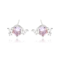 Elegant silver butterfly wing earrings with lavender stones and clear cubic zirconia - E2551 Butterfly Wings / Silver