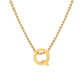 Minimalist gold-plated letter Q pendant necklace with adjustable rope chain for women - Letter Q