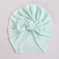 Infant turban hat in light mint green with bow detail and polka dot texture - Light Mint Green (#7)