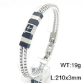 Men's double-row stainless steel bracelet featuring silver and black cross link design - Cross Style (Style A Cross KB184855-KLHQ)