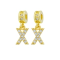 Sparkling gold finish X-shape letter pendant with cubic zirconia for DIY jewelry - Letter-X