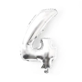 Silver foil balloon shaped as number 4 for birthday and party decorations - 32 Inch Number 4-Silver