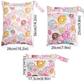 Waterproof baby diaper wet bags set with donut print in three portable sizes - BF121 Cartoon Donut