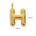 14K gold plated chunky stainless steel 18mm letter pendant for DIY jewelry - Letter H