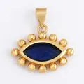 Blue evil eye marquise zircon pendant with gold plated beaded frame and secure bail - M609104-Blue