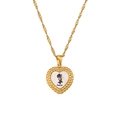 Collana a cuore dorata con fiore di nascita di marzo e dettaglio in madreperla - Oro-Marzo