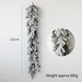 Guirlande de Noël enneigée de 135cm avec pommes de pin et givre blanc pour décoration festive - Guirlande de neige mixte nue 135 cm