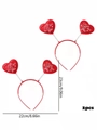 Set di 2 cerchietti con cuori rossi, ricamo I Love You e dettagli a molla argento - Stile Cuore I Love You 2 Pezzi / Rosso