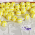 DIY jewelry 12mm round acrylic beads with yellow and white stripes for phone chains - 12mm / Yellow