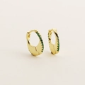 Elegantes pendientes de aro en plata S925 dorada en forma de U con piedras verdes - Plata 925 / Oro (Piedra Verde)