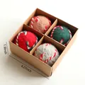Set of 4 wool felt Christmas tree ball ornaments in colorful spiral stripe design - Style A 4Pcs Spiral Stripes