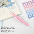 Pink stainless steel precision pointed tweezers for 3D stickers and scrapbooking - Baby Pink Straight Tweezers (For Scenery Stickers) / Pointed Toe