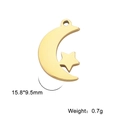 Detail view of a 15.8x9.5mm gold crescent moon and star charm for DIY jewelry making - Moon and Star / Gold