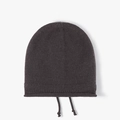 Gorro de punto marrón oscuro con correas ajustables y forro polar para el invierno - gris oscuro