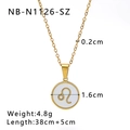 18k gold plated stainless steel Leo zodiac necklace with white shell pendant - Leo (NB-N1126-SZ)