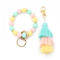 Llavero pulsera de cuentas de silicona en tonos pastel con borla y metal dorado - 1 Menta Verde