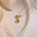 18K gold plated bubble letter Y pendant necklace with shiny polished finish - Letter Y (Single Pendant)