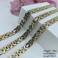 Byzantine chain necklace in two-tone gold and silver finish, 8mm width and 55cm length - 8mm*55cm / Steel Gold
