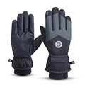 Windproof winter cycling gloves with touch screen fingers and adjustable wrist strap - One Size / Men's Black Grey