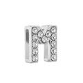Silver alphabet M charm with rhinestones for 10mm bracelets and DIY jewelry making - Letter M / 10mm Full Drill Letter / Silver