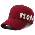 Classic burgundy cotton baseball cap featuring white 3D towel embroidered MORA side logo - Adjustable / Red
