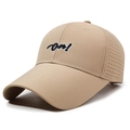 Light khaki breathable baseball cap with 'on!' embroidery and laser-cut holes - Deep Beige