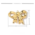 Detailed view of golden stainless steel bow pendant with 30mm width measurements - VG221 (Bowknot Style) 3Pcs