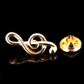 Golden treble clef music note brooch pin in metallic finish with butterfly clutch - Gold Treble Clef