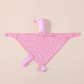 Soft pink cotton baby security blanket with swan shape and white bow patterns - Pink Bowtie (Goose)