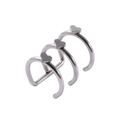 Minimalist silver triple-band ear cuff with delicate heart charms in stainless steel - Triple Layer Heart