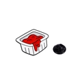 Cute enamel pin shaped like a small ketchup sauce container with a red wavy texture - Ketchup Sauce Box