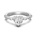 S925 Sterling Silber Ring mit herzförmigem rosa Zirkon und Steinen auf weißem Grund - US 5 / Einzelherz Stil 1