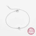 925 sterling silver chain bracelet featuring a zircon-studded letter S pendant in silver - Letter S / White Gold