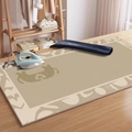 Brown velvet ironing mat with cat print and heat-resistant TPR base for home steam iron - Cat Heart Pattern