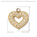 Detailed parameter diagram of gold heart pendant showing 10mm size and zircon inlay - Gold Clear Zirconia Heart