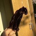 Minimalist acetate leopard hair claw clip with golden outlines in dark brown tortoise pattern - Black Panther