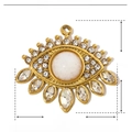 Detail showing 17x19mm gold evil eye pendant with natural stone and rhinestones - Evil Eye White Natural Stone (YE129)
